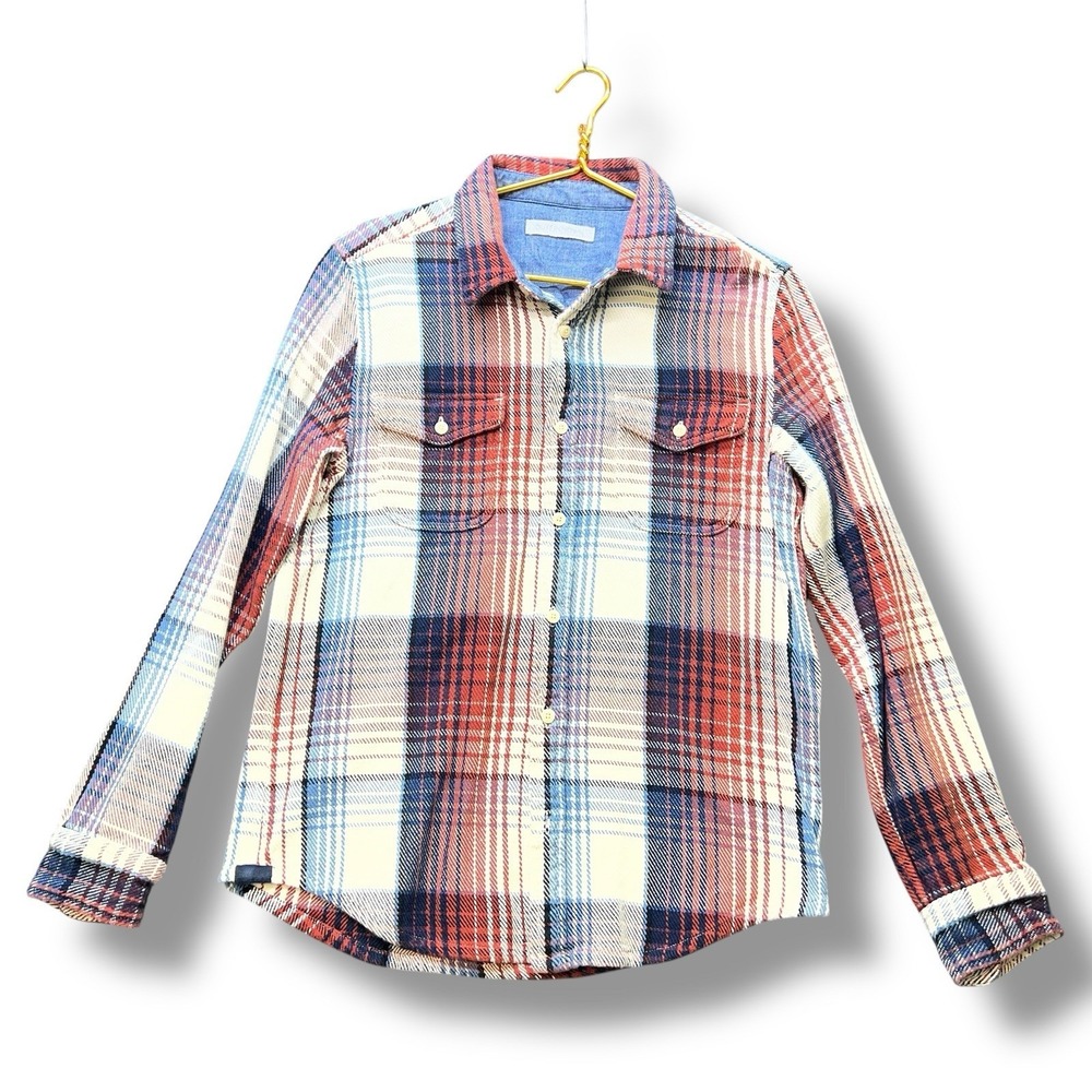 Outerknown Shirt Mens Medium Check Plaid Heavy Flannel Blanket Organic Cotton